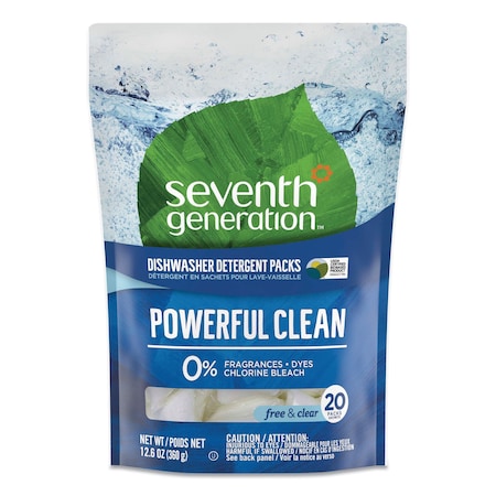 Seventh Generation Natural Automatic Dishwasher Detergent Packs, Free and Clear, 45 Powder Packets/Box, 45PK 10732913451804